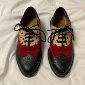 DOLCE VITA LEATHER & SUEDE WOMENS WINGTIP OXFORDS SIZE  7 MULTI COLORED
